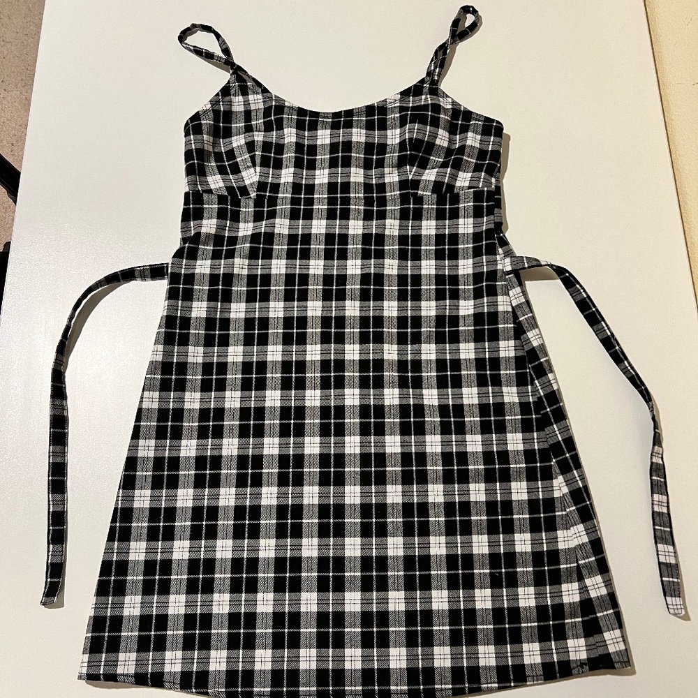 John Galt Plaid Black and White Sundress (OS/S)
